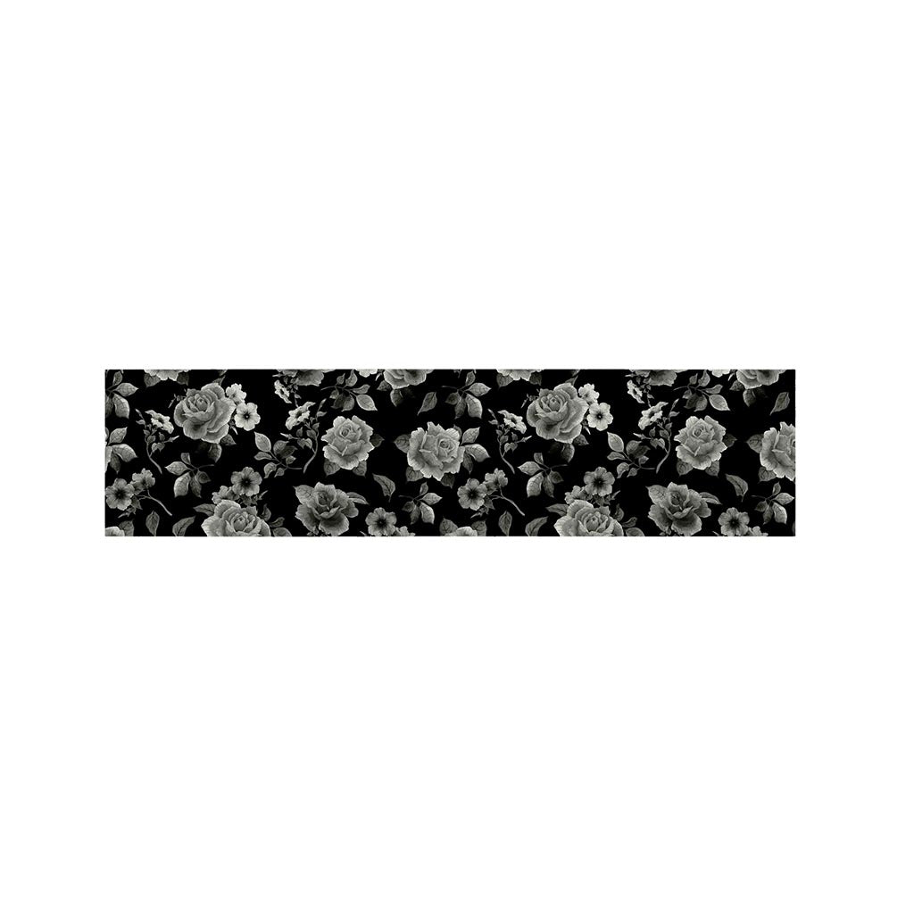Monochrome Rose Floral Pattern Print Bed Runner