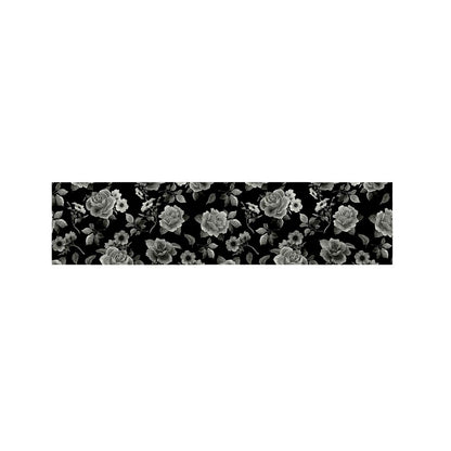 Monochrome Rose Floral Pattern Print Bed Runner