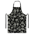 Monochrome Rose Floral Pattern Print Bib Apron With Pocket