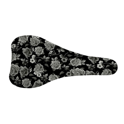 Monochrome Rose Floral Pattern Print Bicycle Seat Cover