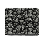 Monochrome Rose Floral Pattern Print Bifold Wallet
