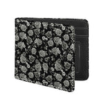 Monochrome Rose Floral Pattern Print Bifold Wallet