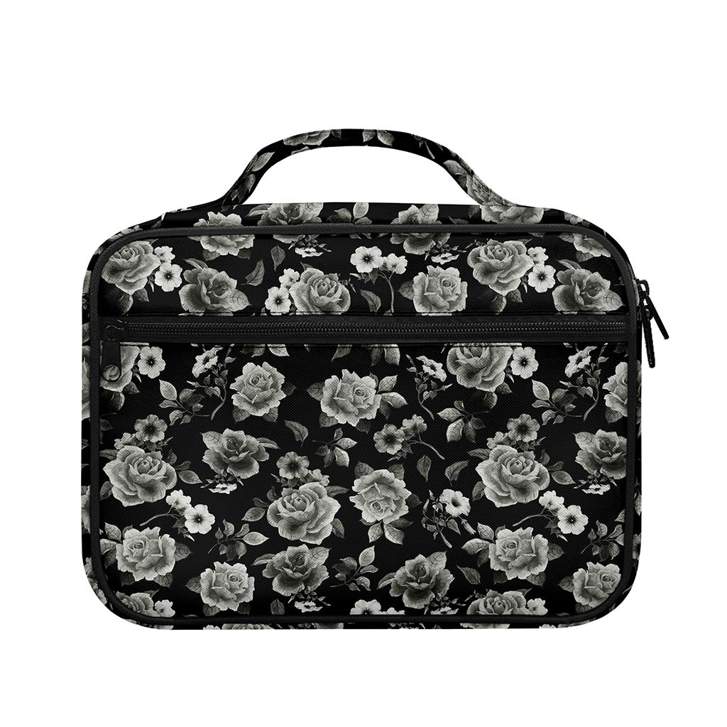 Monochrome Rose Floral Pattern Print Briefcase Bible Bag