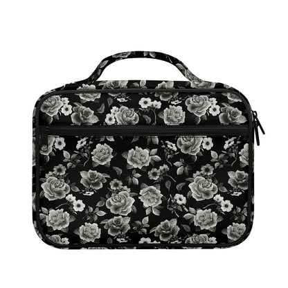 Monochrome Rose Floral Pattern Print Briefcase Bible Bag