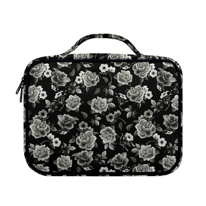 Monochrome Rose Floral Pattern Print Briefcase Bible Bag