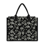 Monochrome Rose Floral Pattern Print Canvas Tote Bag