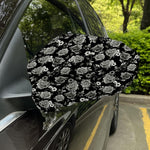 Monochrome Rose Floral Pattern Print Car Side Mirror Covers
