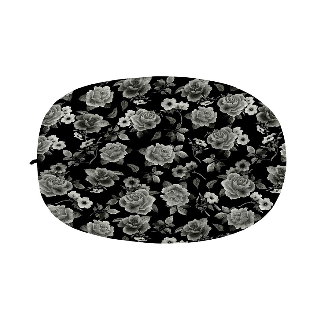 Monochrome Rose Floral Pattern Print Car Side Mirror Covers