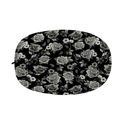 Monochrome Rose Floral Pattern Print Car Side Mirror Covers