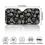 Monochrome Rose Floral Pattern Print Car Windshield Sun Shade