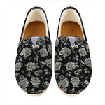 Monochrome Rose Floral Pattern Print Casual Shoes