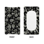 Monochrome Rose Floral Pattern Print Changing Pad Cover