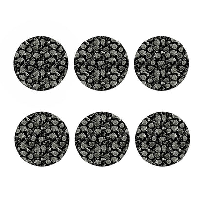 Monochrome Rose Floral Pattern Print Coaster Set