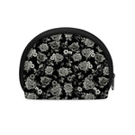 Monochrome Rose Floral Pattern Print Coin Purse