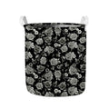 Monochrome Rose Floral Pattern Print Collapsible Laundry Basket