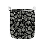 Monochrome Rose Floral Pattern Print Collapsible Laundry Basket