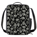 Monochrome Rose Floral Pattern Print Crossbody Lunch Bag