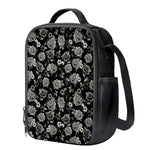Monochrome Rose Floral Pattern Print Crossbody Lunch Bag