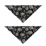 Monochrome Rose Floral Pattern Print Dog Bandana