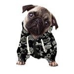 Monochrome Rose Floral Pattern Print Dog Zip Up Hoodie