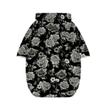 Monochrome Rose Floral Pattern Print Dog Zip Up Hoodie