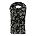 Monochrome Rose Floral Pattern Print Double Neoprene Wine Tote