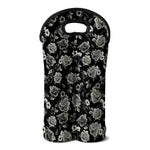 Monochrome Rose Floral Pattern Print Double Neoprene Wine Tote