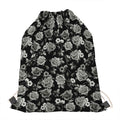 Monochrome Rose Floral Pattern Print Drawstring Bag