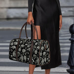 Monochrome Rose Floral Pattern Print Duffle Bag