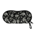 Monochrome Rose Floral Pattern Print Glasses Case