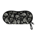 Monochrome Rose Floral Pattern Print Glasses Case