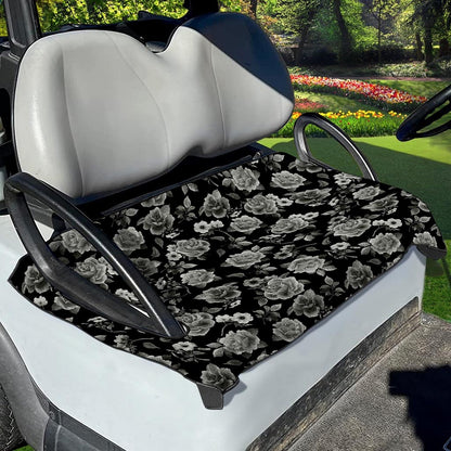 Monochrome Rose Floral Pattern Print Golf Cart Seat Cover