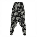 Monochrome Rose Floral Pattern Print Hammer Pants