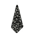 Monochrome Rose Floral Pattern Print Hand Towel