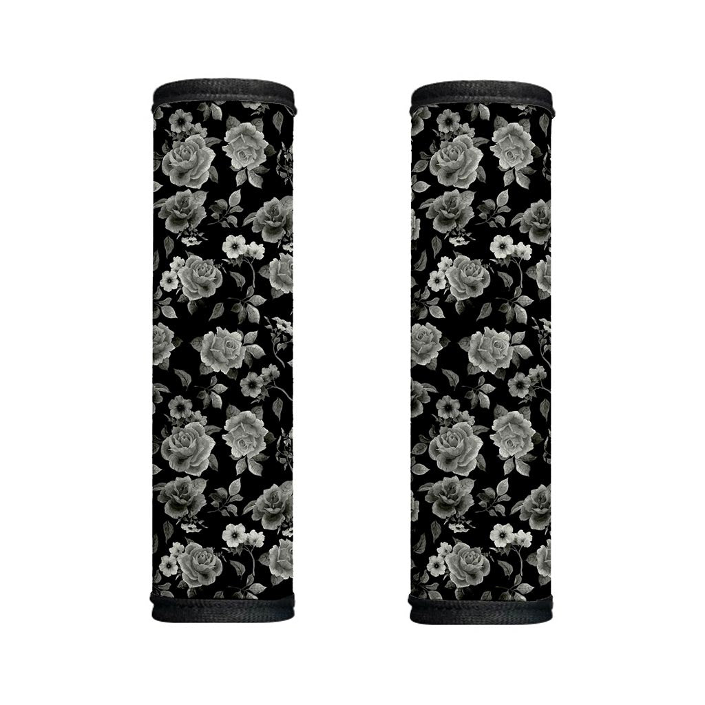 Monochrome Rose Floral Pattern Print Handle Covers