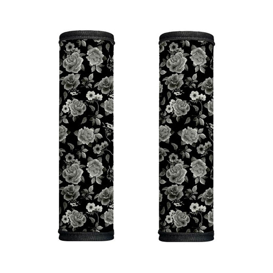 Monochrome Rose Floral Pattern Print Handle Covers