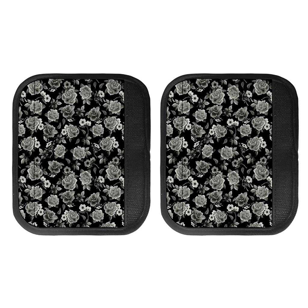 Monochrome Rose Floral Pattern Print Handle Covers