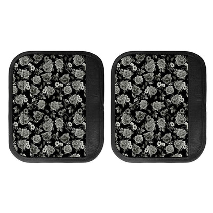 Monochrome Rose Floral Pattern Print Handle Covers