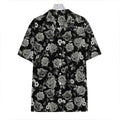 Monochrome Rose Floral Pattern Print Hawaiian Shirt