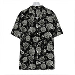 Monochrome Rose Floral Pattern Print Hawaiian Shirt