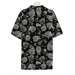 Monochrome Rose Floral Pattern Print Hawaiian Shirt