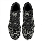 Monochrome Rose Floral Pattern Print High Top Leather Sneakers