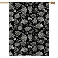 Monochrome Rose Floral Pattern Print House Flag