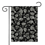 Monochrome Rose Floral Pattern Print House Flag