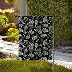 Monochrome Rose Floral Pattern Print House Flag