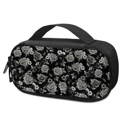 Monochrome Rose Floral Pattern Print Insulin Cooler Travel Case