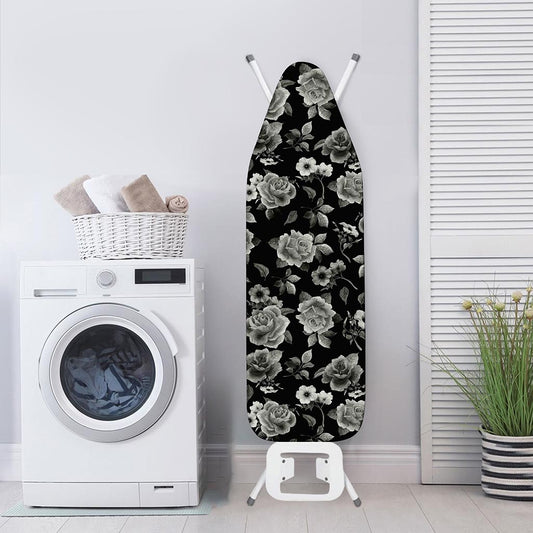 Monochrome Rose Floral Pattern Print Ironing Board Cover
