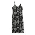 Monochrome Rose Floral Pattern Print Jersey Midi Cami Dress