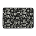 Monochrome Rose Floral Pattern Print Kitchen Mat