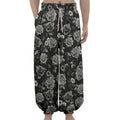 Monochrome Rose Floral Pattern Print Lantern Pants